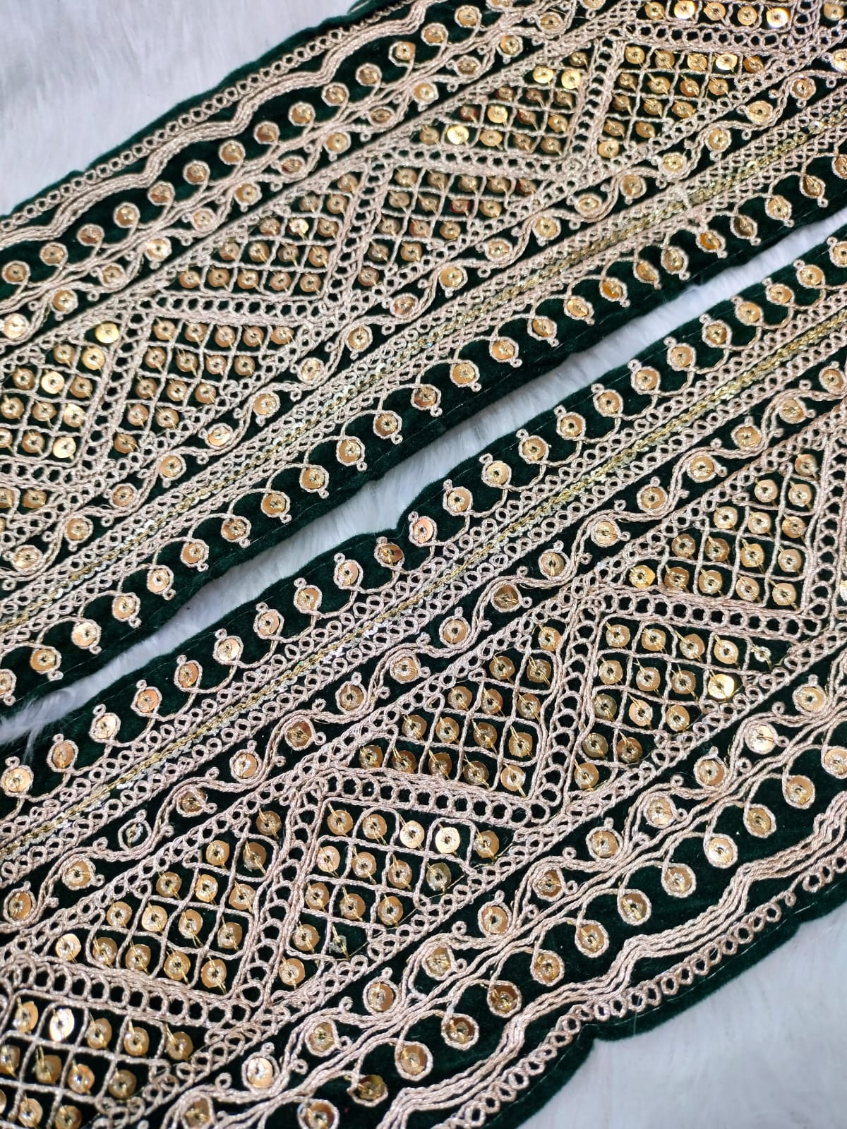 Dark Green Fancy Embellished Trim