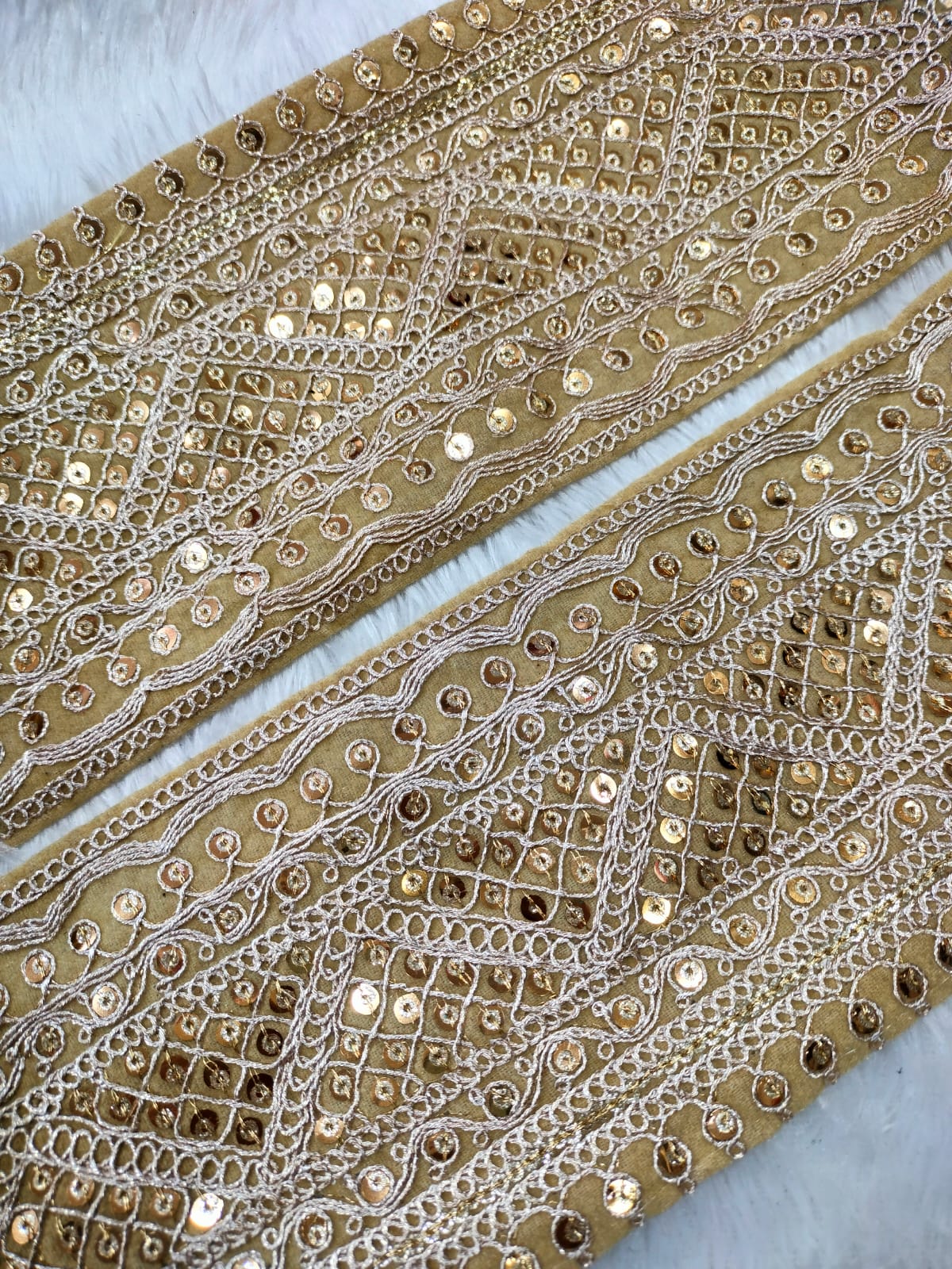 Beige Fancy Embellished Trim