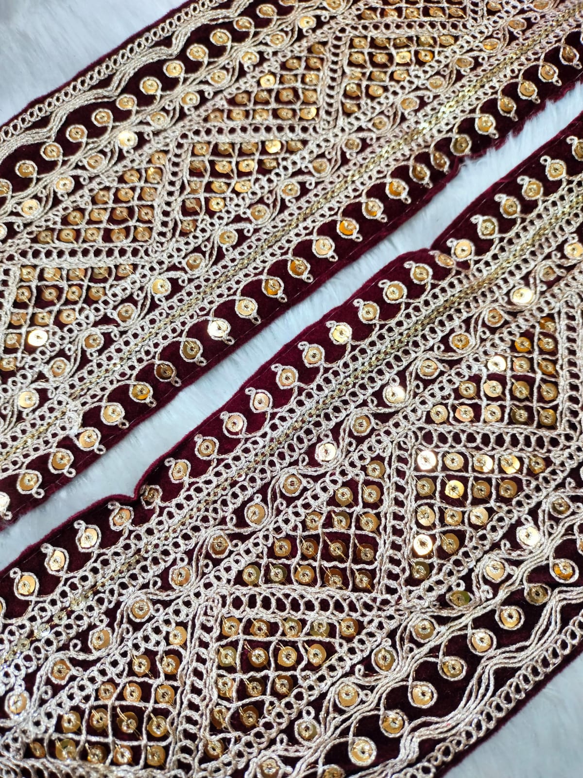 Maroon Fancy Embellished Trim