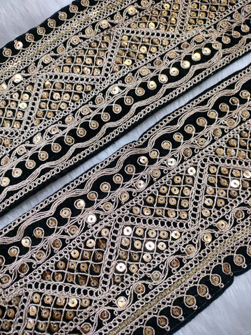 Black Fancy Embellished Trim