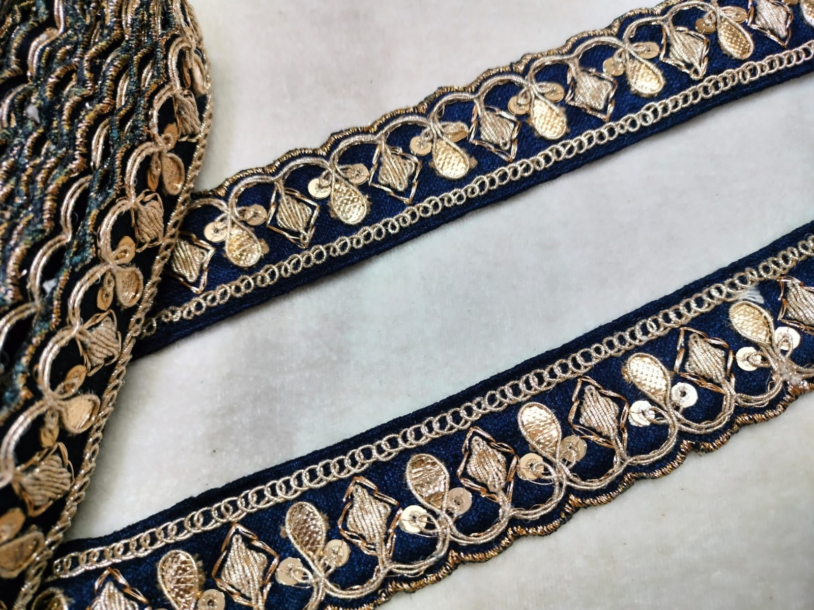 Navy Blue Fancy Embellished Trim