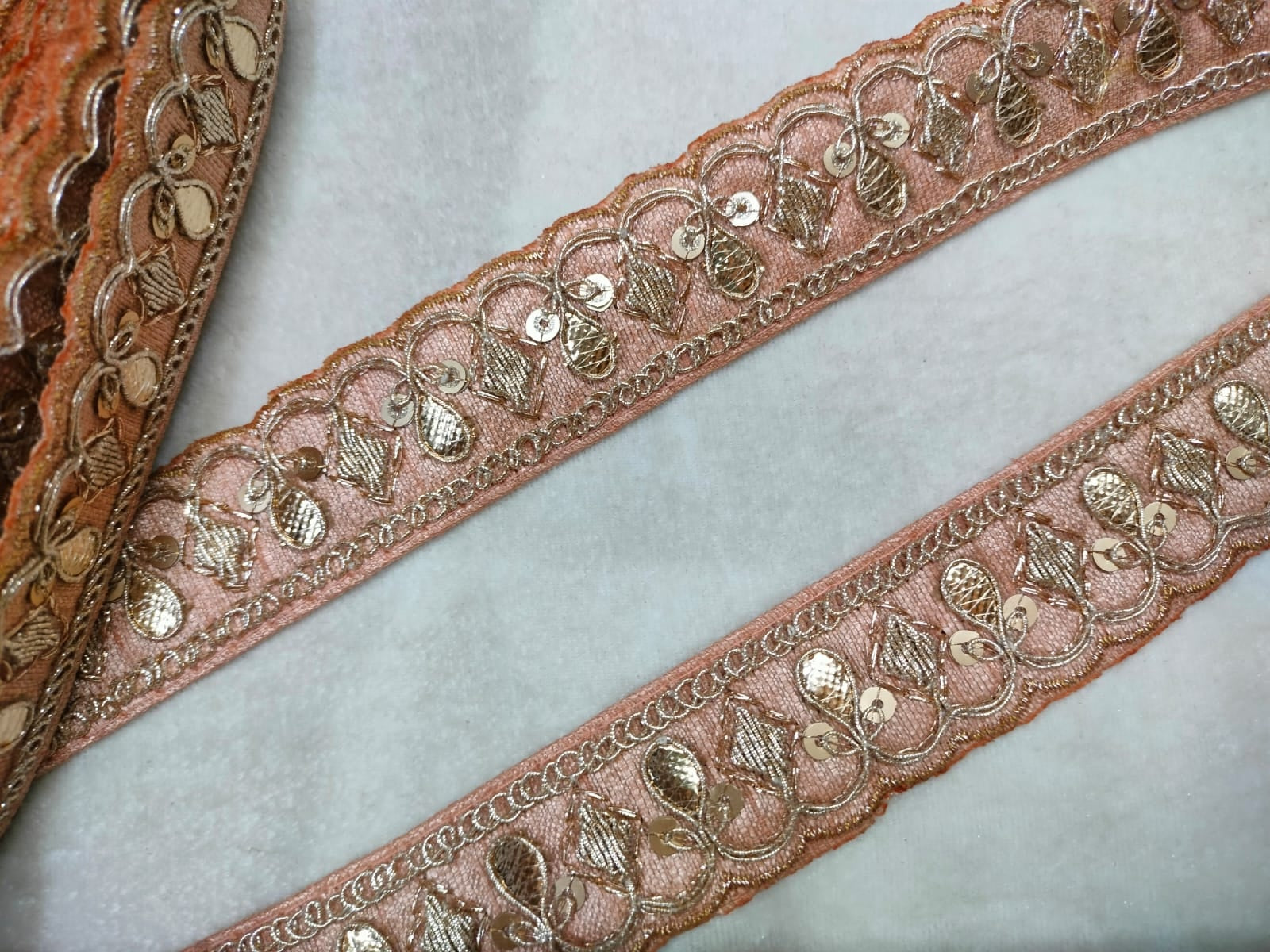 Peach Fancy Embellished Trim