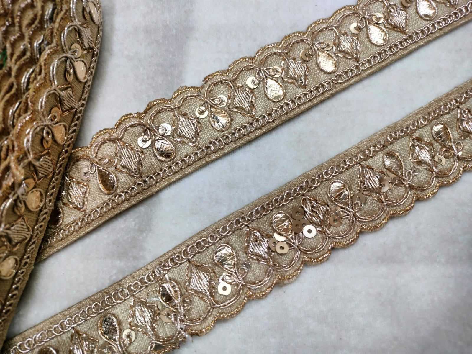 Beige Fancy Embellished Trim