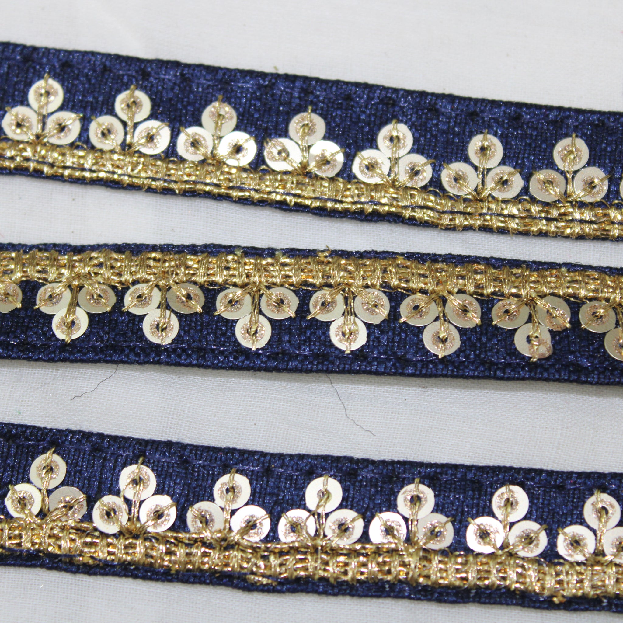 Navy Blue Embellished Sequin Trim