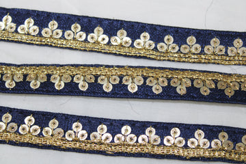 Navy Blue Embellished Sequin Trim