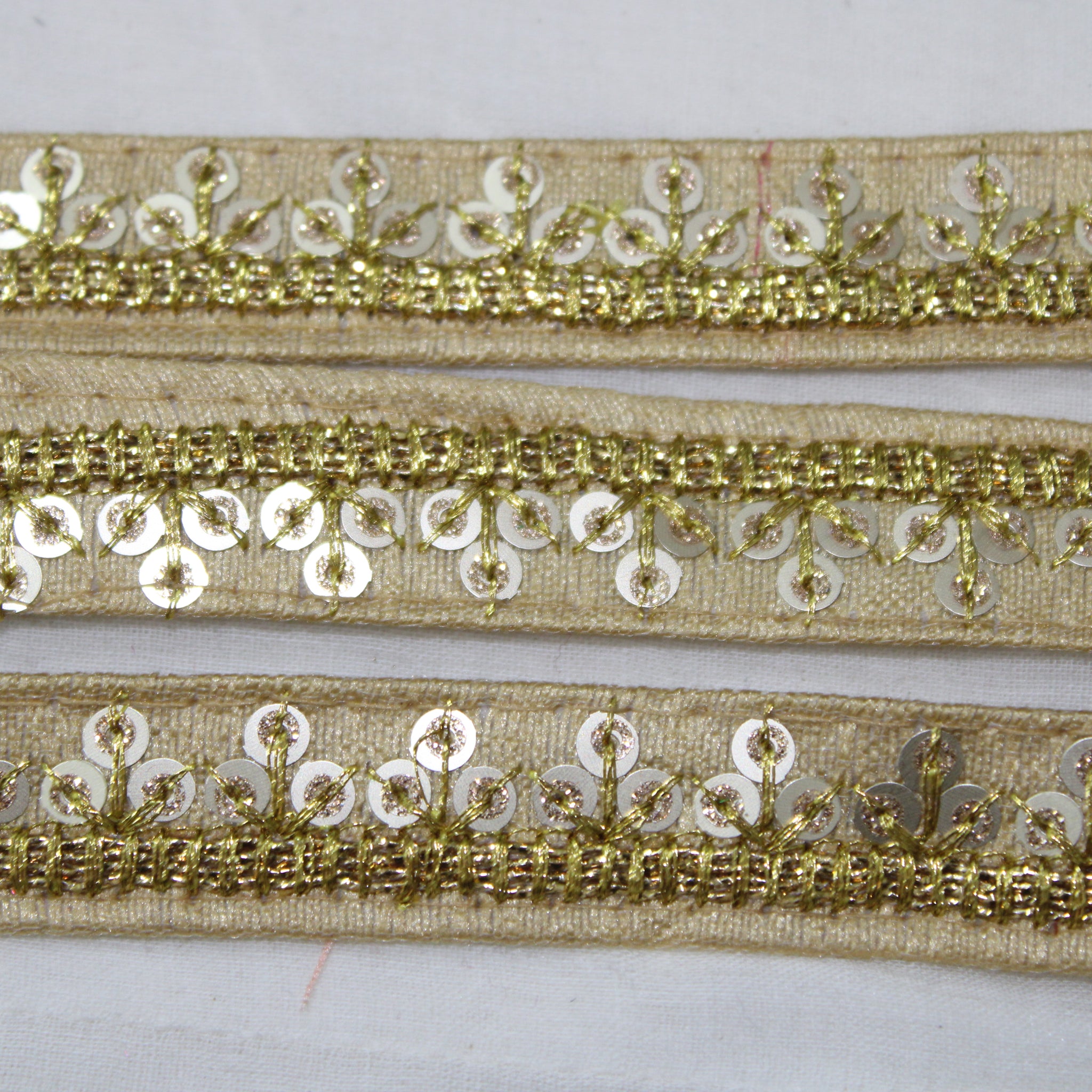 Beige Embellished Sequin Trim