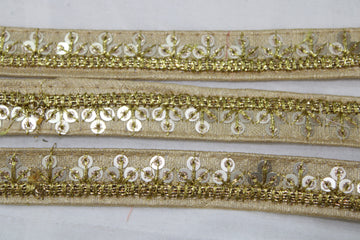 Beige Embellished Sequin Trim