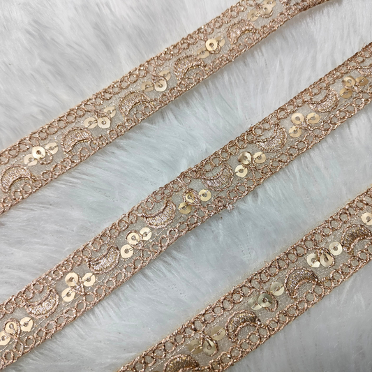 Rose Gold Sequin Zari Trim