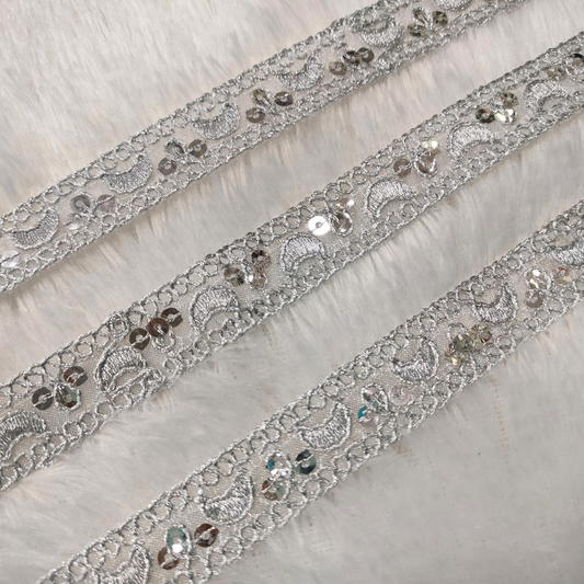 Silver Sequin Zari Trim