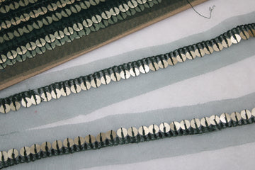 Dark Green Thread And Sequin Trim