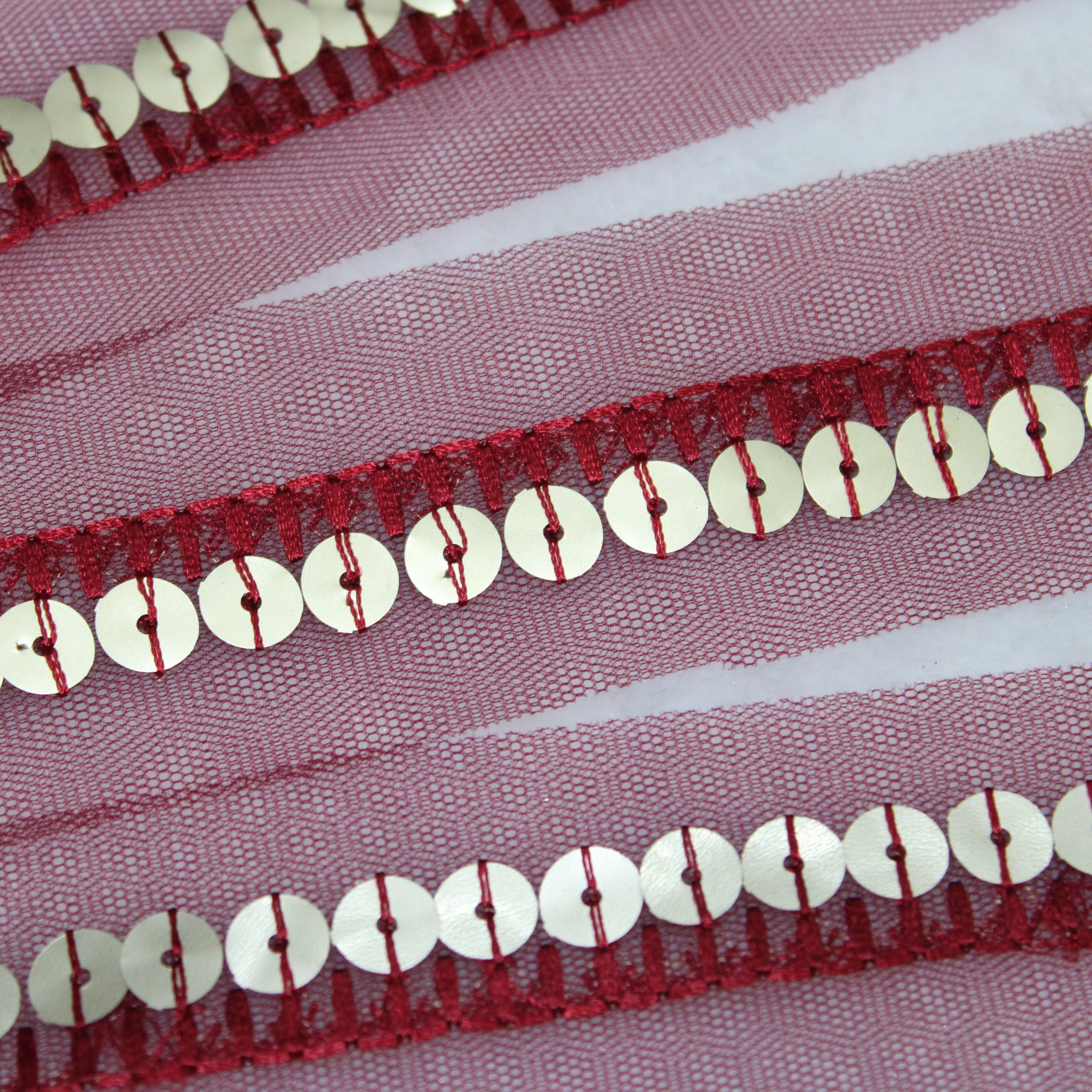 Maroon Thread And Sequin Trim