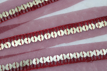 Maroon Thread And Sequin Trim