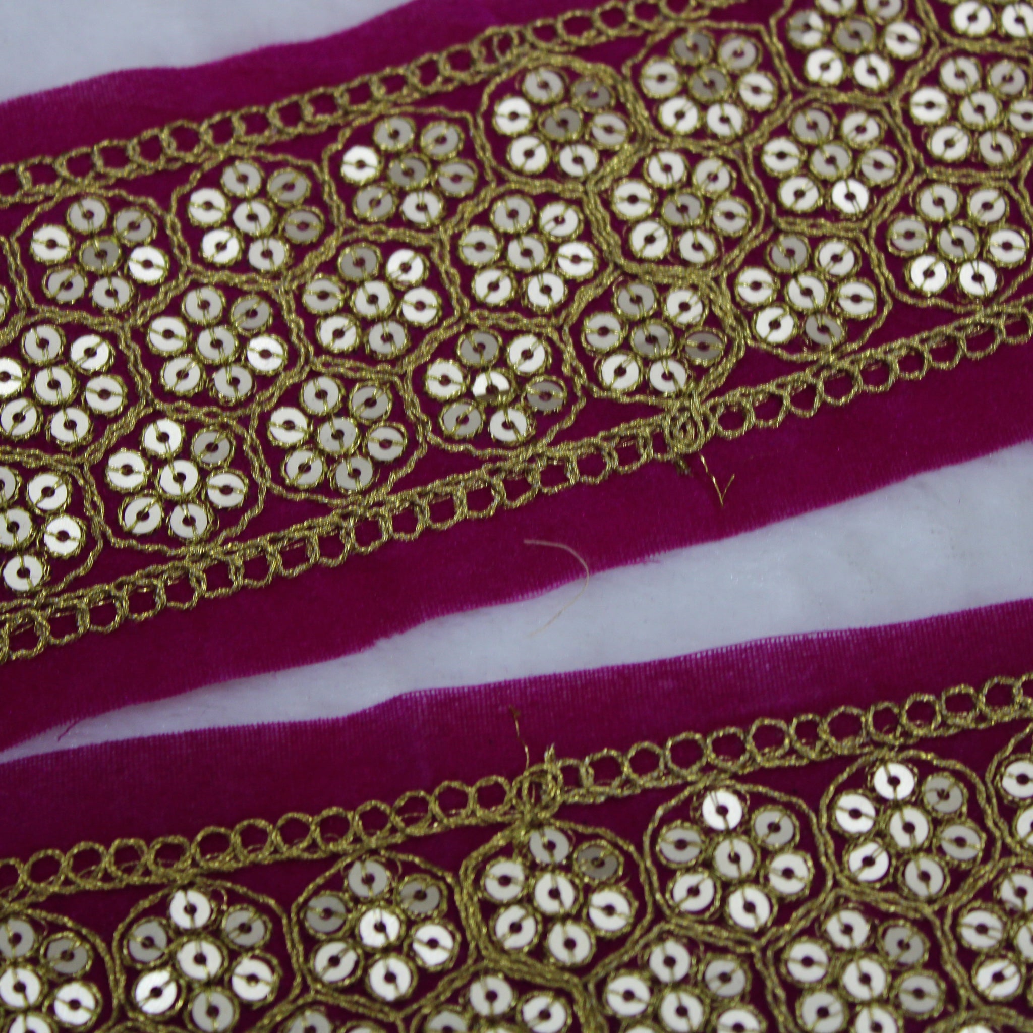 Pink Floral Sequin Trim