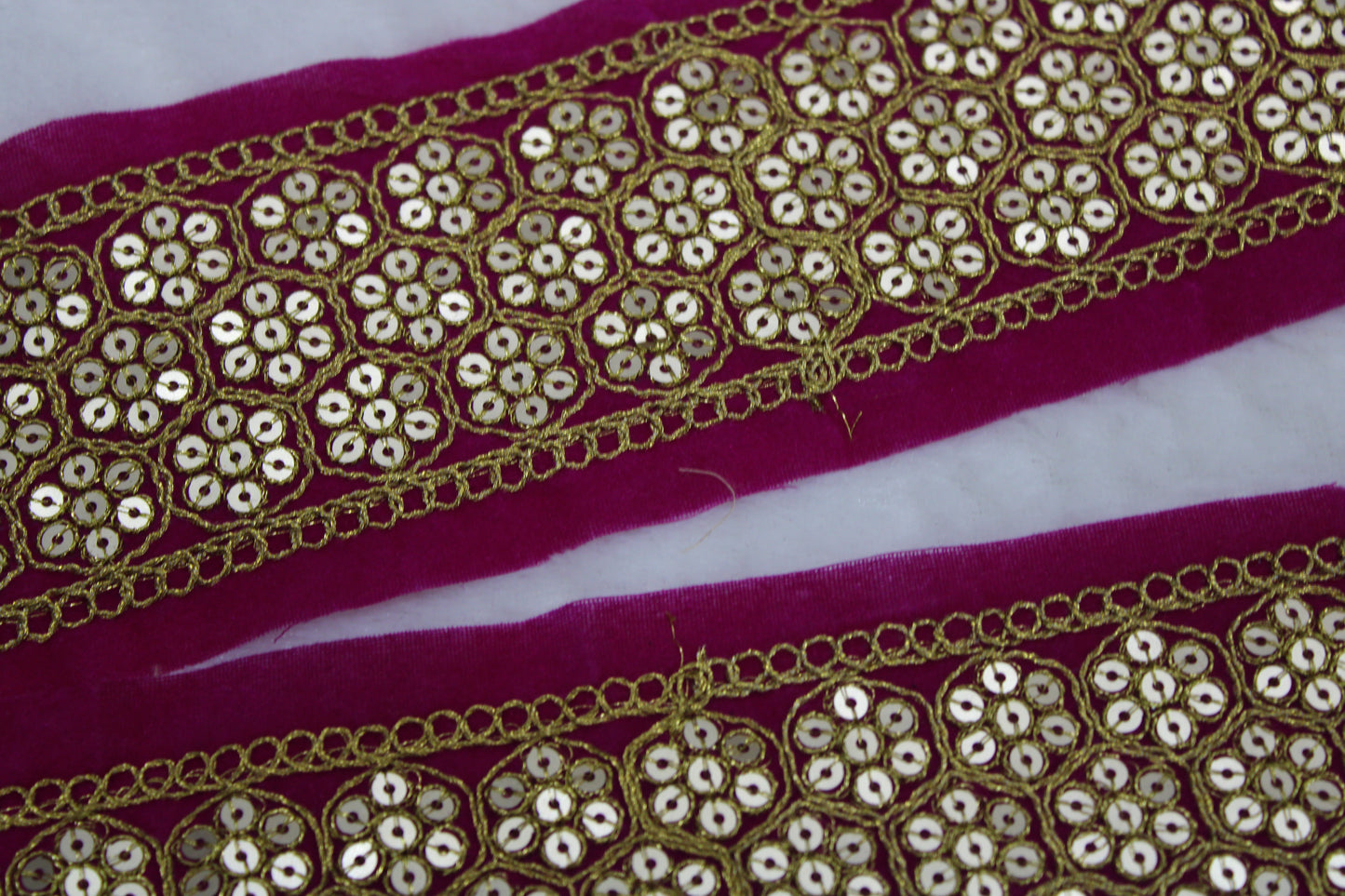 Pink Floral Sequin Trim