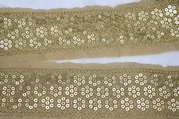 Beige Floral Sequin Trim