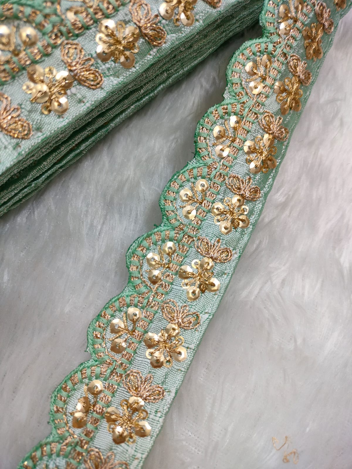 Sea Blue Fancy Embellished Trim