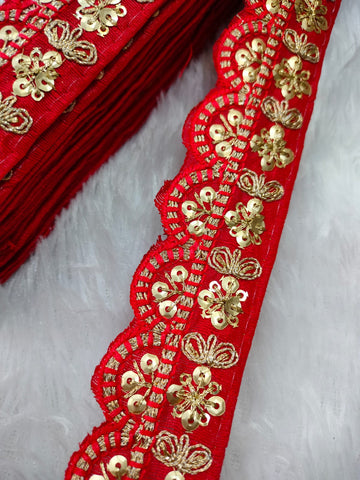 Red Fancy Embellished Trim