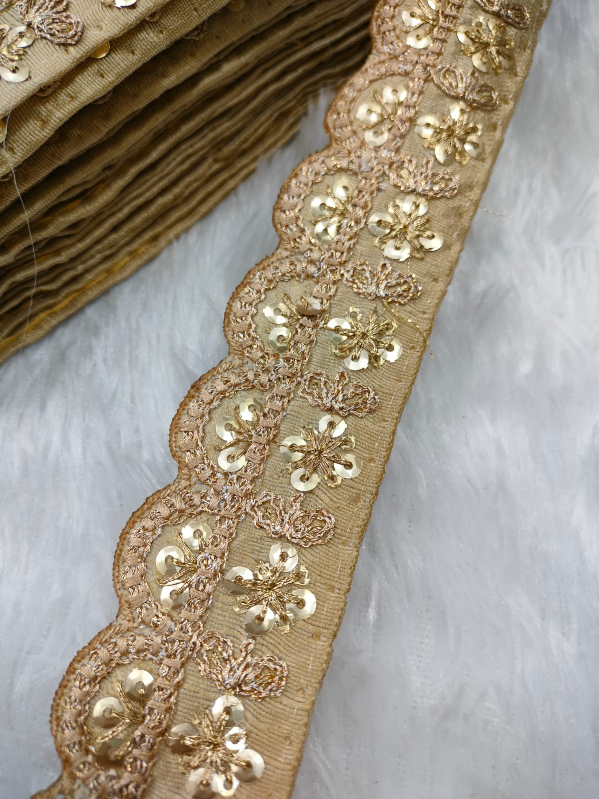 Beige Fancy Embellished Trim