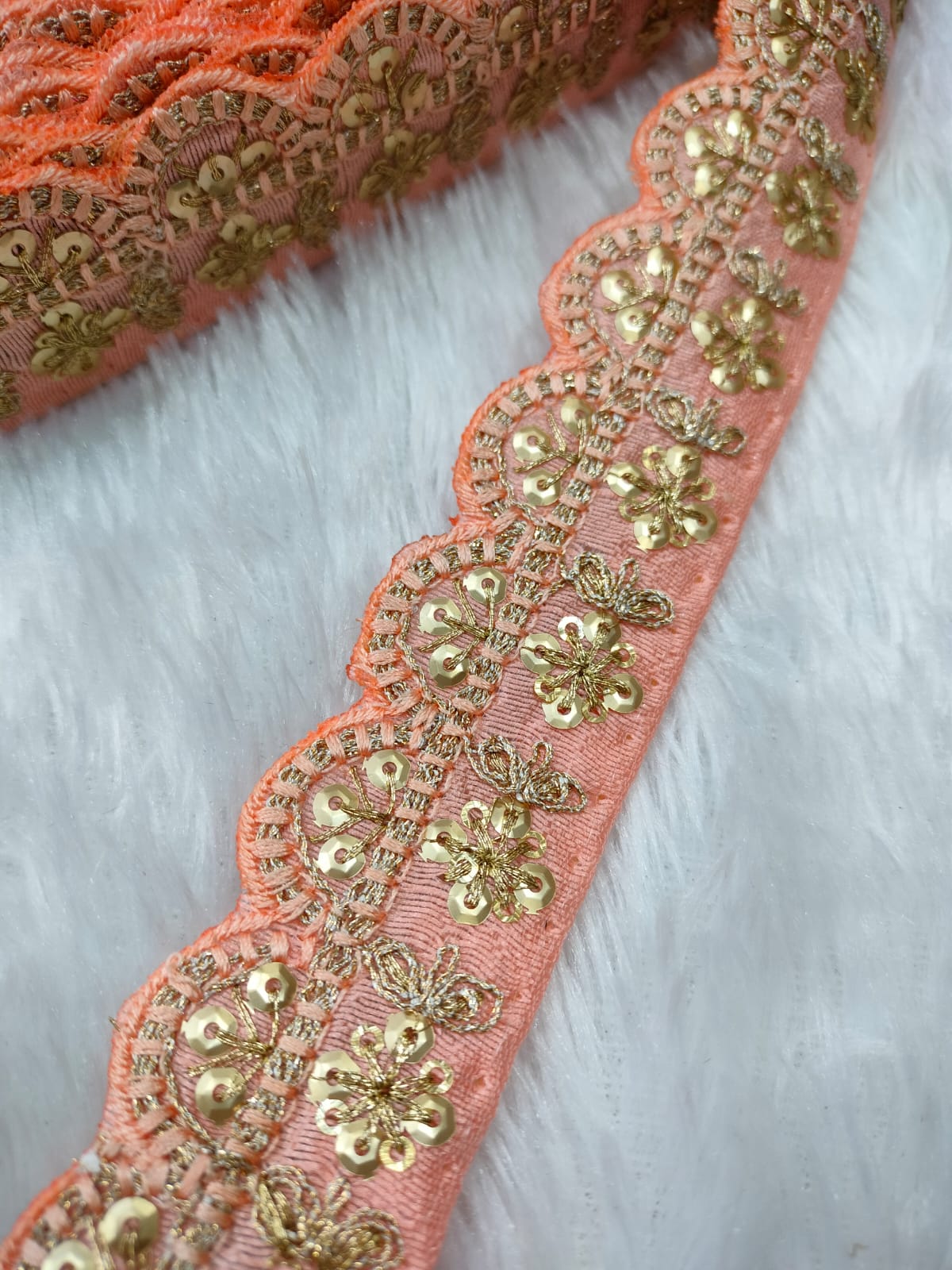 Peach Fancy Embellished Trim