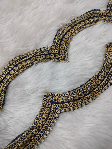 Navy Blue Fancy Embellished Trim