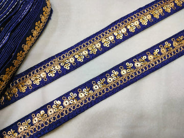 Navy Blue Fancy Sequence Trim