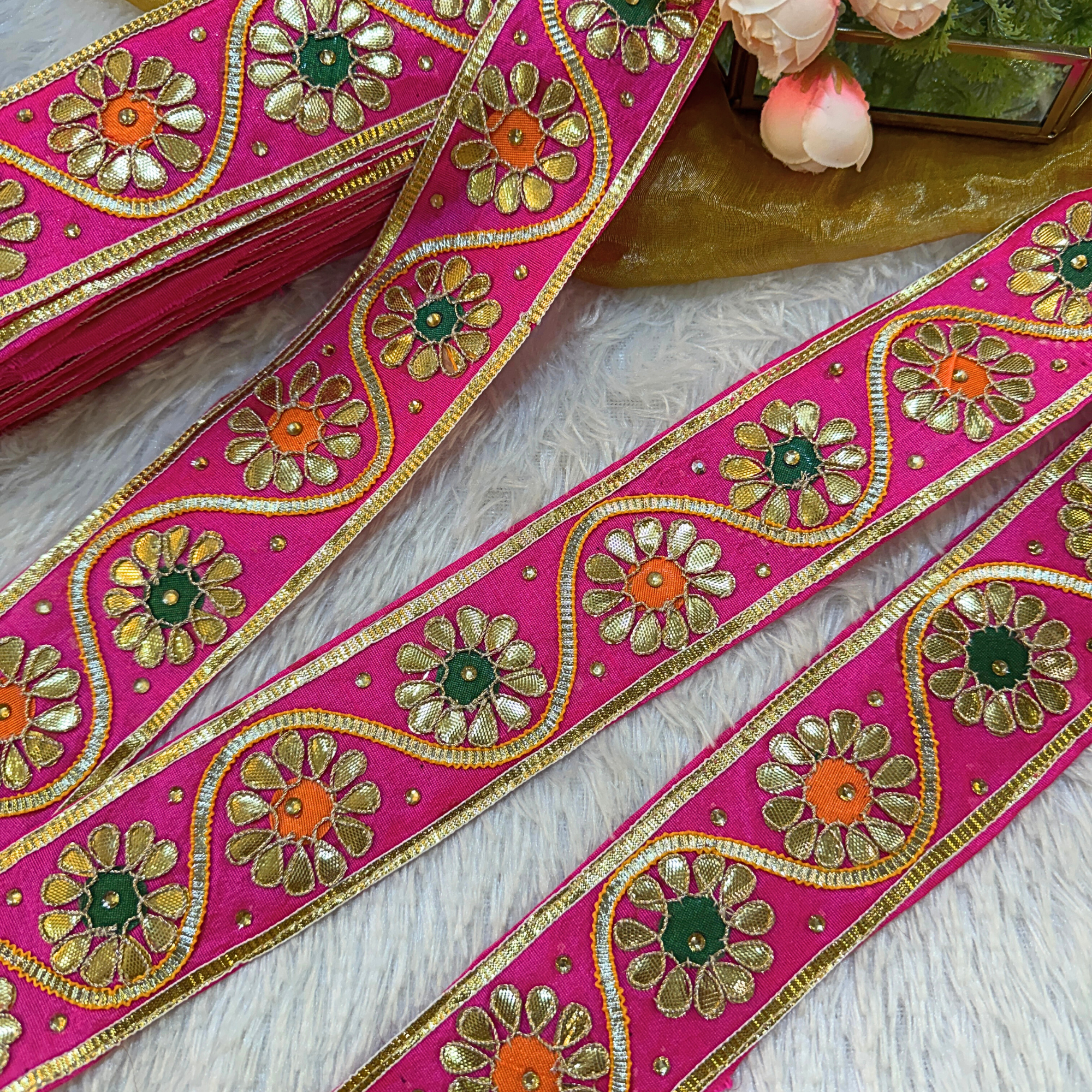 Pink Traditional Gota Patti Lace