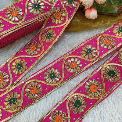 Pink Traditional Gota Patti Lace hover image