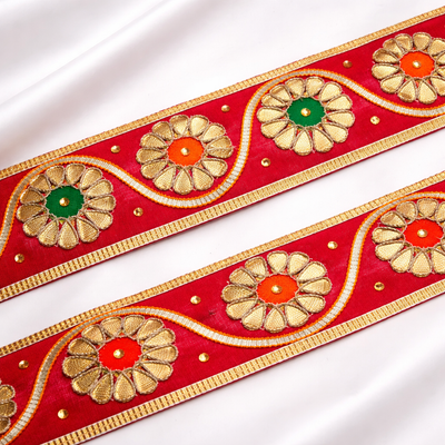 Floral Gota Patti Lace Trim Border for Bridal and Festive Wear