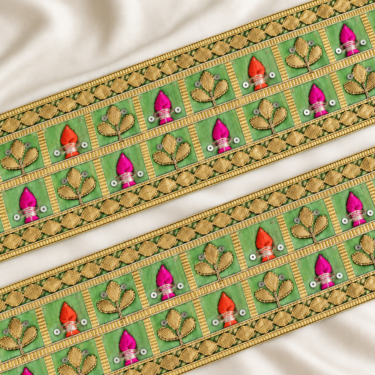 Gota Patti Embroidered Lace Trim Border with Sequin Work