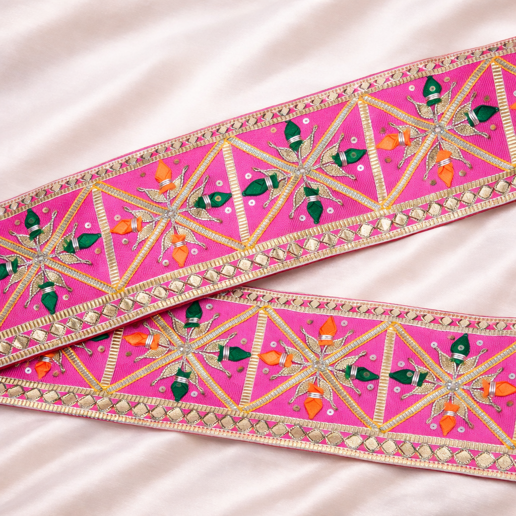 Multicolor Embroidered Lace Border