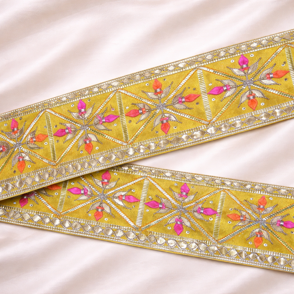 Multicolor Embroidered Lace Border