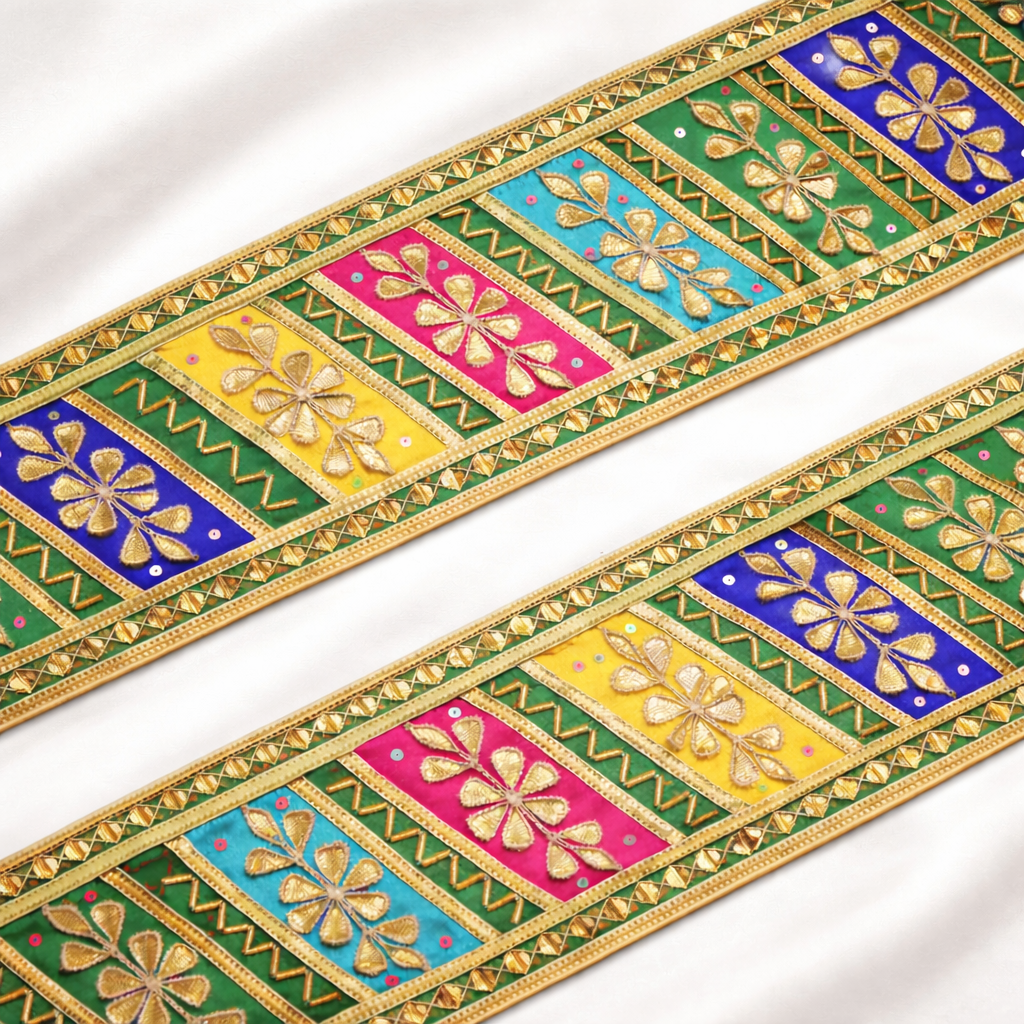 Panel Floral Embroidered Lace Border with Gota & Sequin Detailing