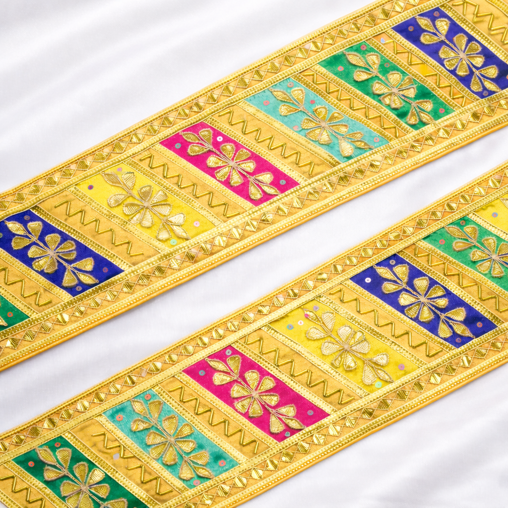Panel Floral Embroidered Lace Border with Gota & Sequin Detailing