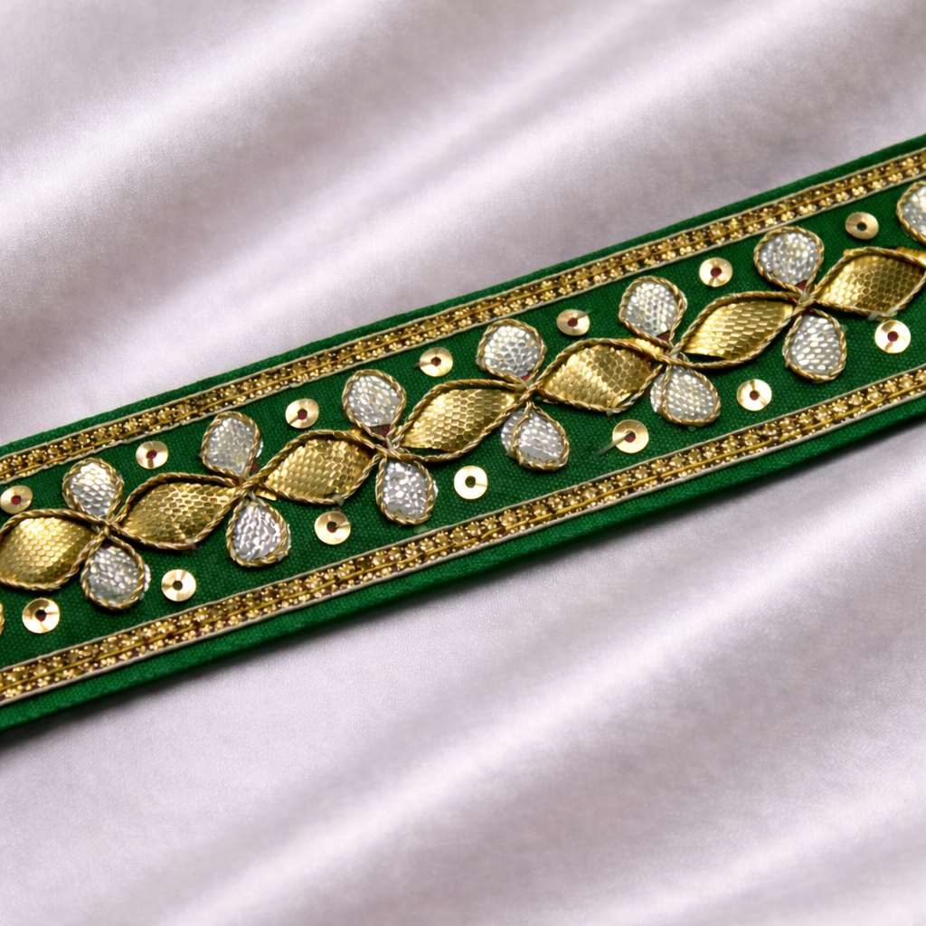 Floral Gota Embroidered Lace Border with Sequin & Bead Detailing
