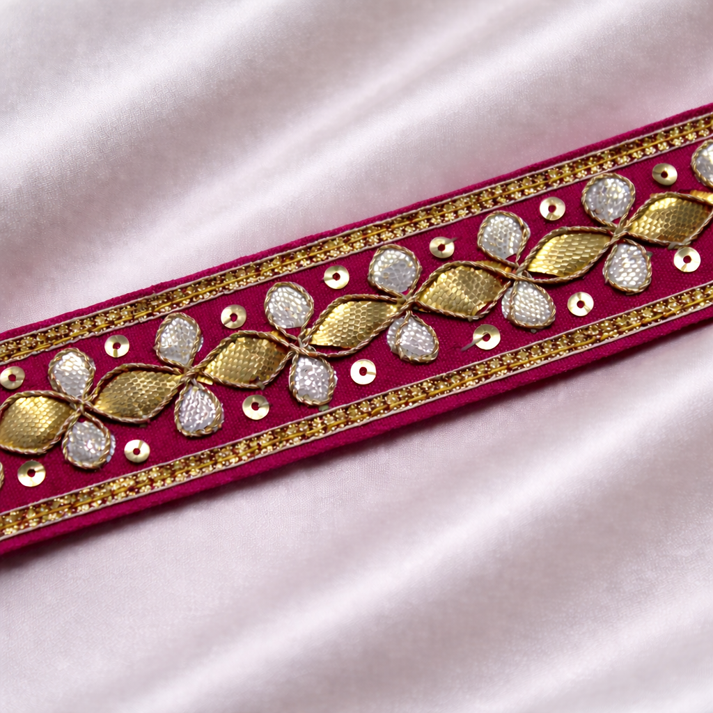 Floral Gota Embroidered Lace Border with Sequin & Bead Detailing