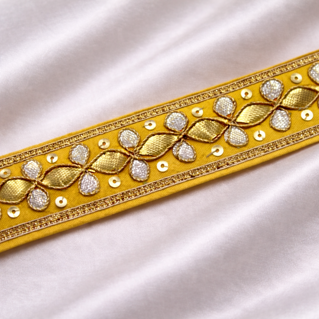 Floral Gota Embroidered Lace Border with Sequin & Bead Detailing