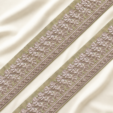 Floral Embroidered Lace Border with Pearl Embellishments for Bridal & Designer Wear