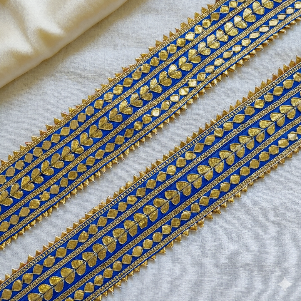 Handcrafted Leaf Motif Embroidered Lace Trim Border for Ethnic & Designer Wear