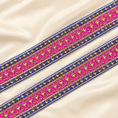 Geometric Metallic Embellished Lace Border for Bridal & Designer Wear hover