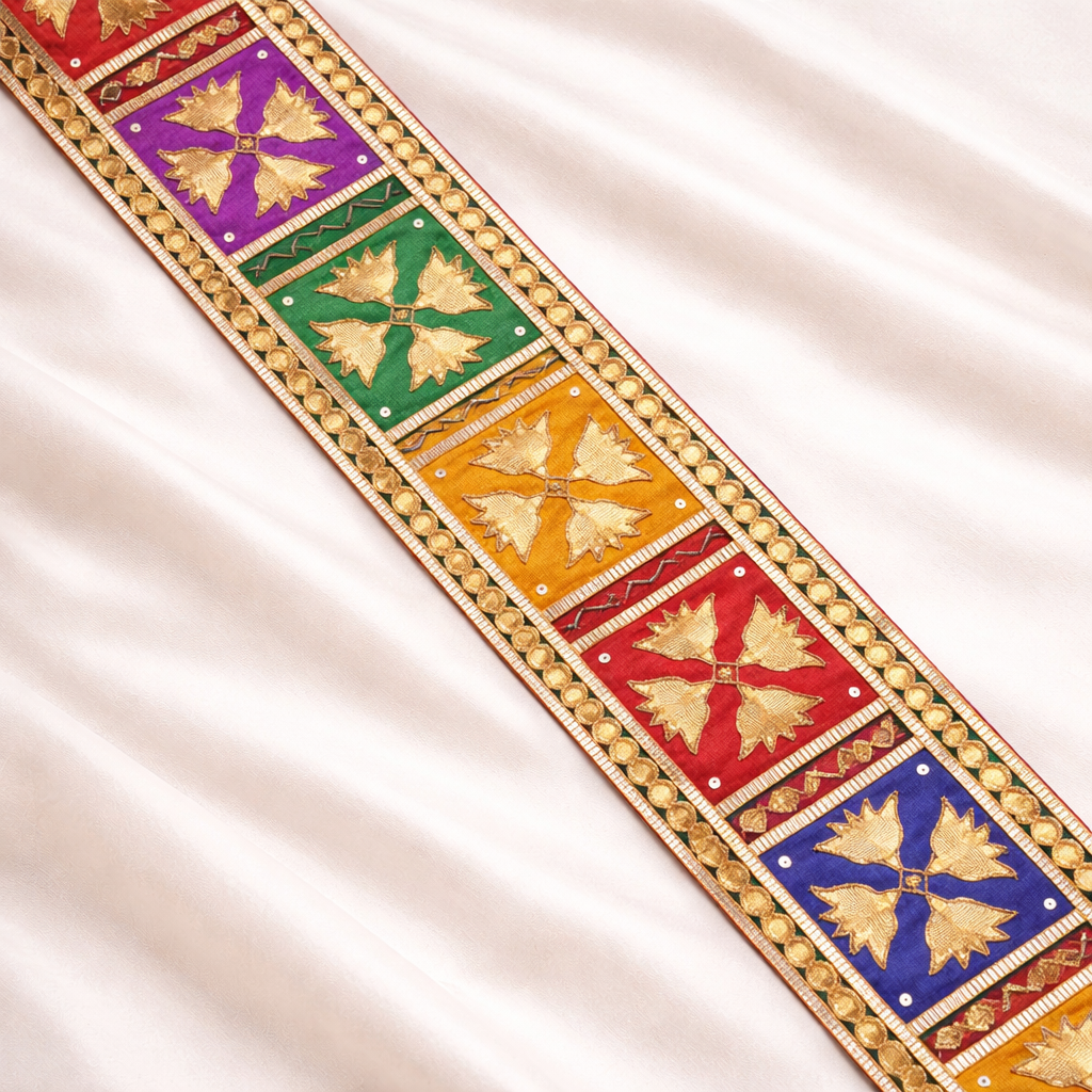 Multicolor Gota Patchwork Trim Border with Sequin Detailing
