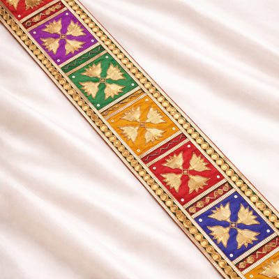 Handcrafted Gota Patti Lace Border with Multicolor Floral Panel Design