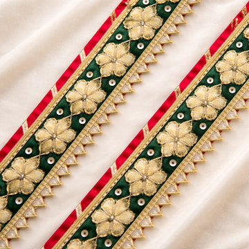 Handcrafted Gota Work Floral Lace Border with Sequin Detailing