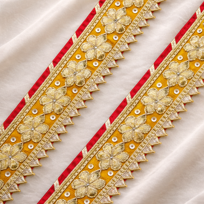 Handcrafted Gota Work Floral Lace Border with Sequin Detailing hover