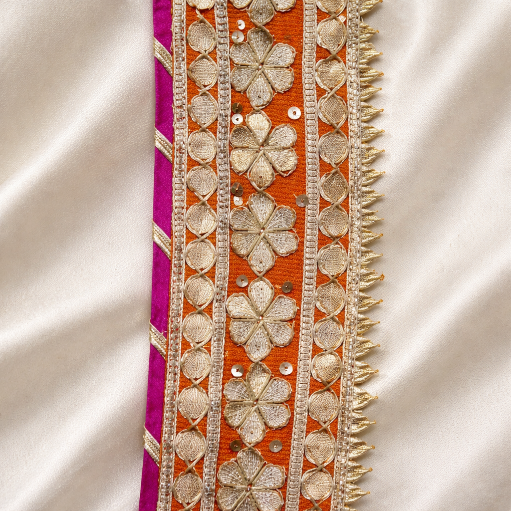 Handcrafted Floral Embellished Lace Border Trim for Ethnic & Designer Wear