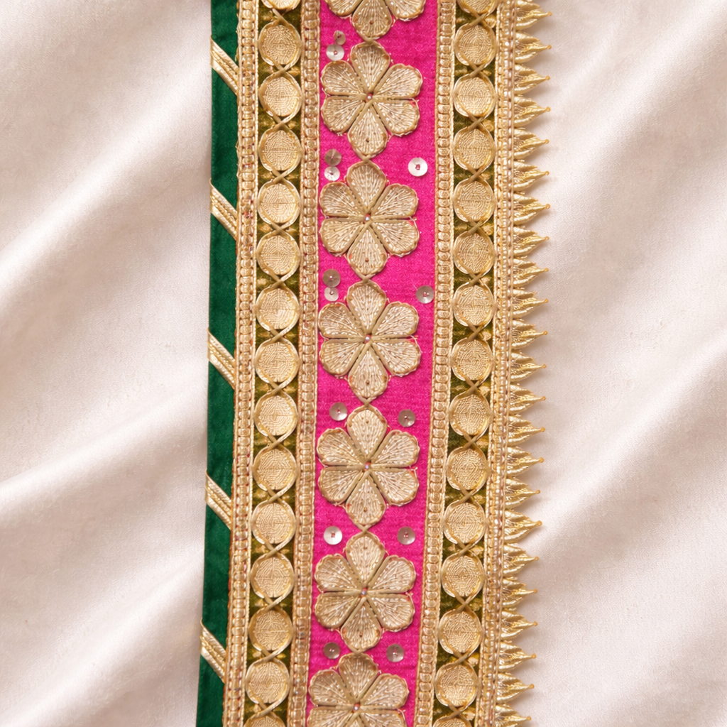 Handcrafted Floral Embellished Lace Border Trim for Ethnic & Designer Wear