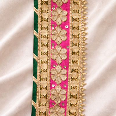 Handcrafted Floral Embellished Lace Border Trim for Ethnic & Designer Wear hover