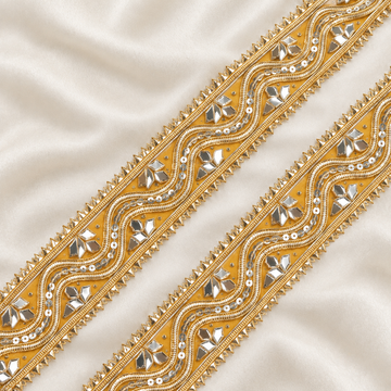 Wavy Gota Work and Sequin Embroidered Lace Border