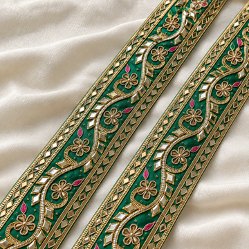 Wavy Gota Work and Sequin Embroidered Lace Border
