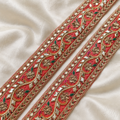 Wavy Gota Work and Sequin Embroidered Lace Border hover