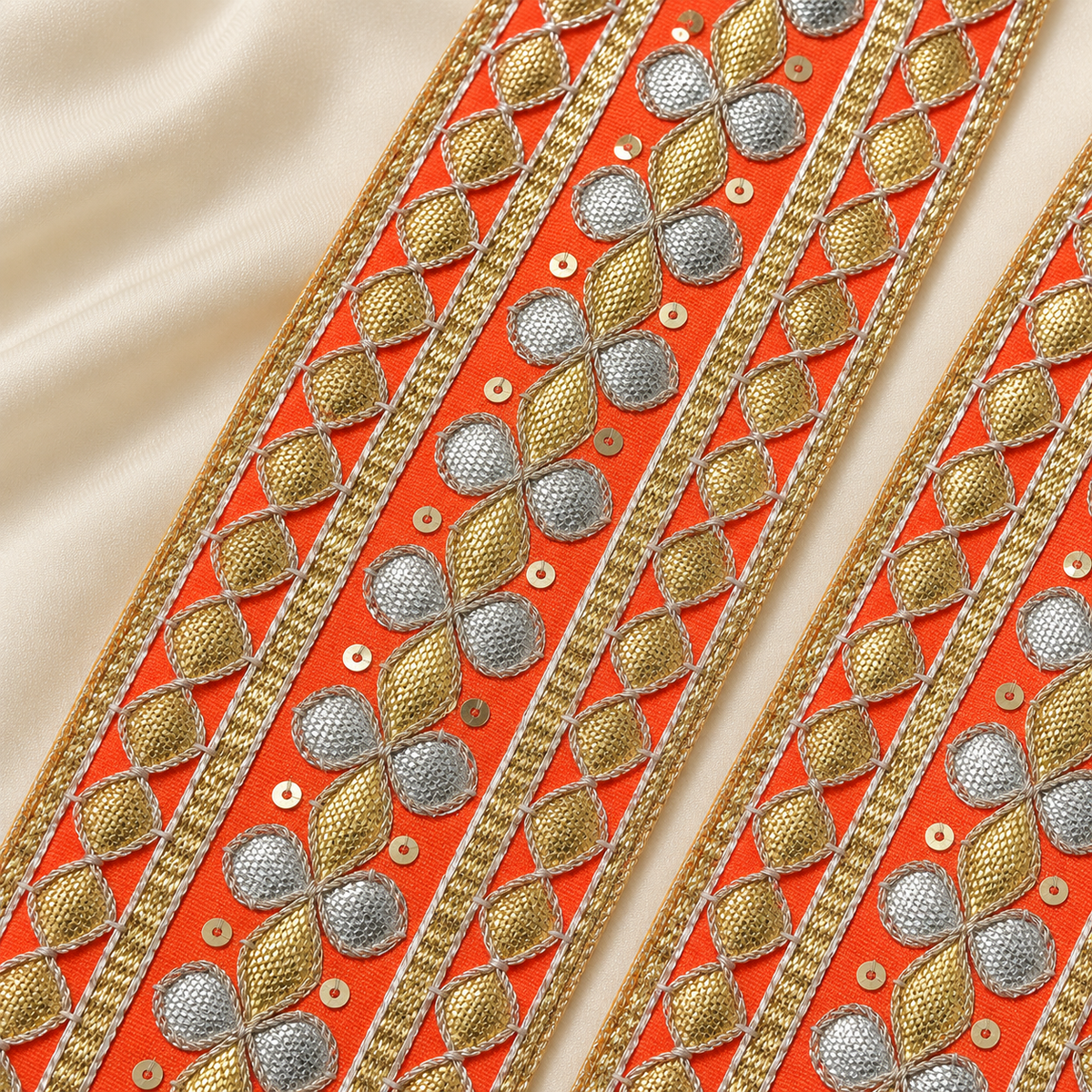 Floral Gota Patti and Sequin Embroidered Wide Lace Border